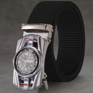 Watch Shaped Woven Nylon Belt for Men